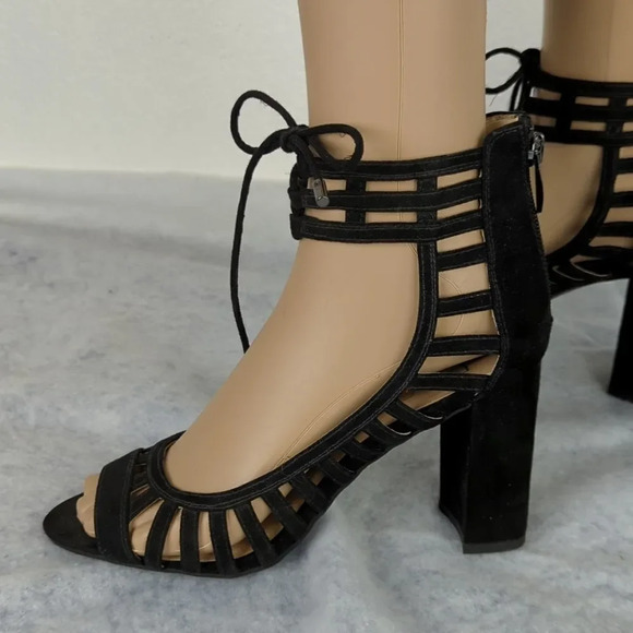 Franco Sarto Ankle Tie Sandals With Chunky High Heels The "Ernie" - Picture 4 of 17